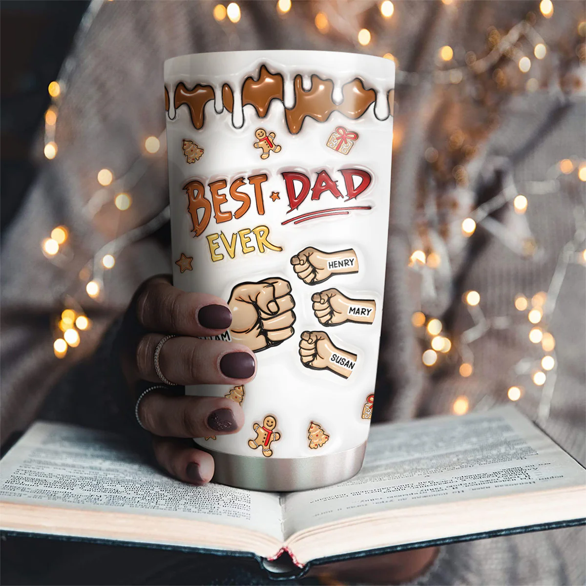 Best Dad Ever -  Personalized Custom 3D Inflated Effect Tumbler - Image 3