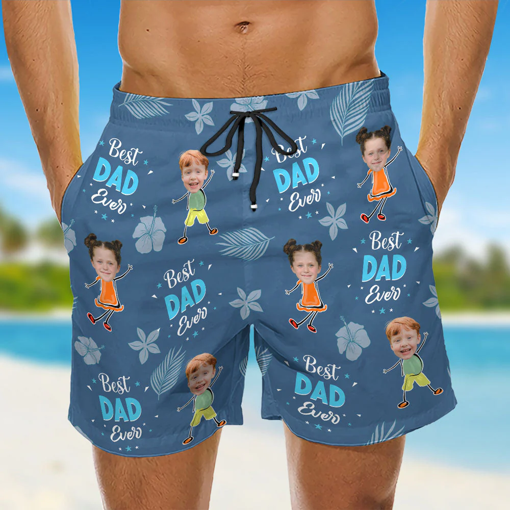 Best Dad Ever - Personalized Custom Beach Shorts - Image 3