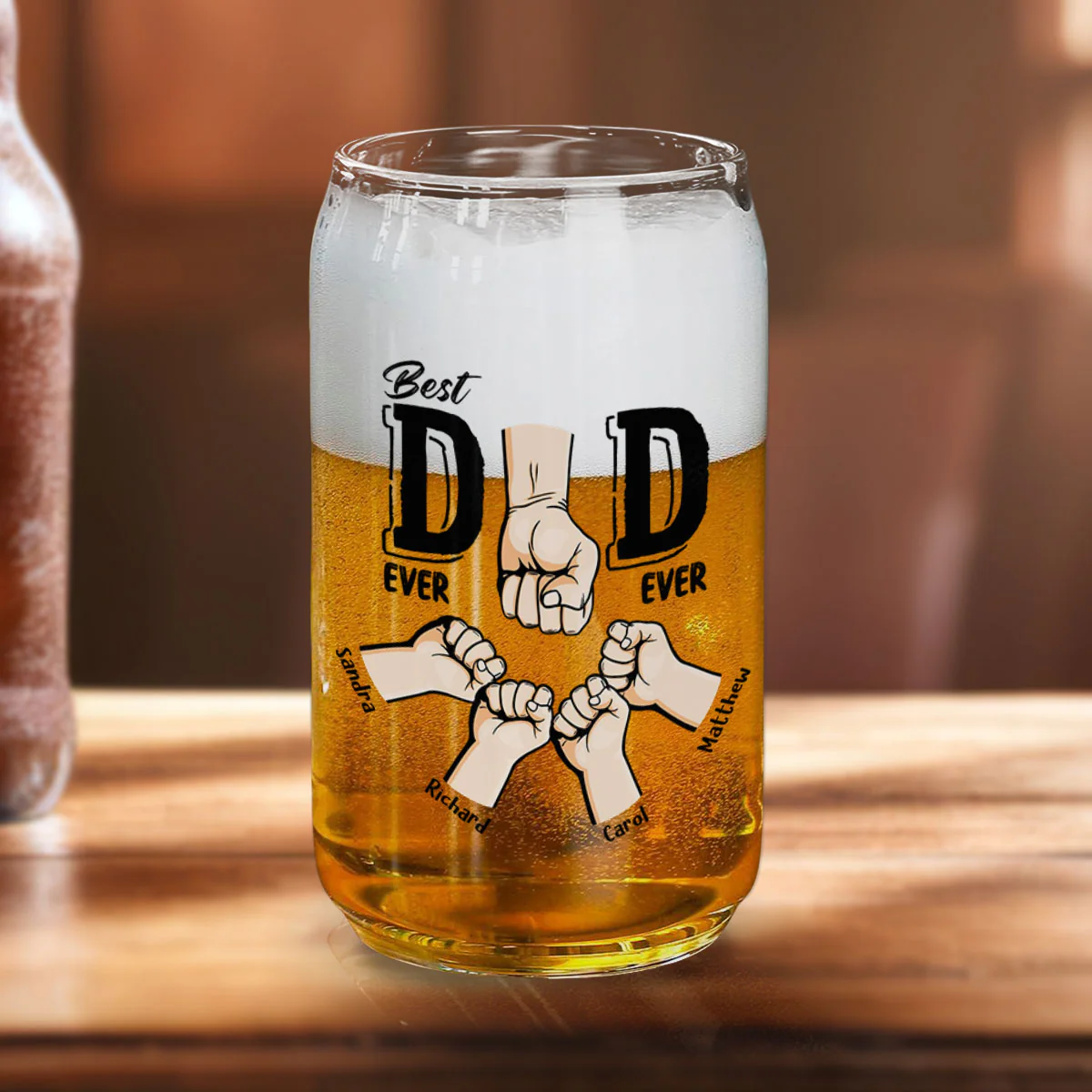 Best Dad Ever - Personalized Custom Beer Can Glass - Image 3