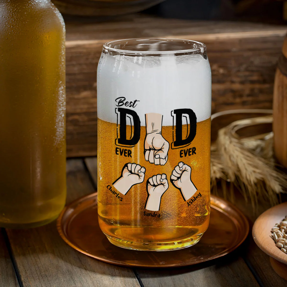 Best Dad Ever - Personalized Custom Beer Can Glass - Image 5