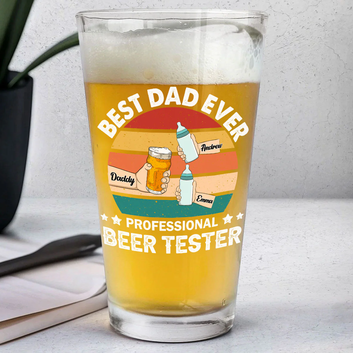 Best Dad Ever - Personalized Custom Beer Glass - Image 2