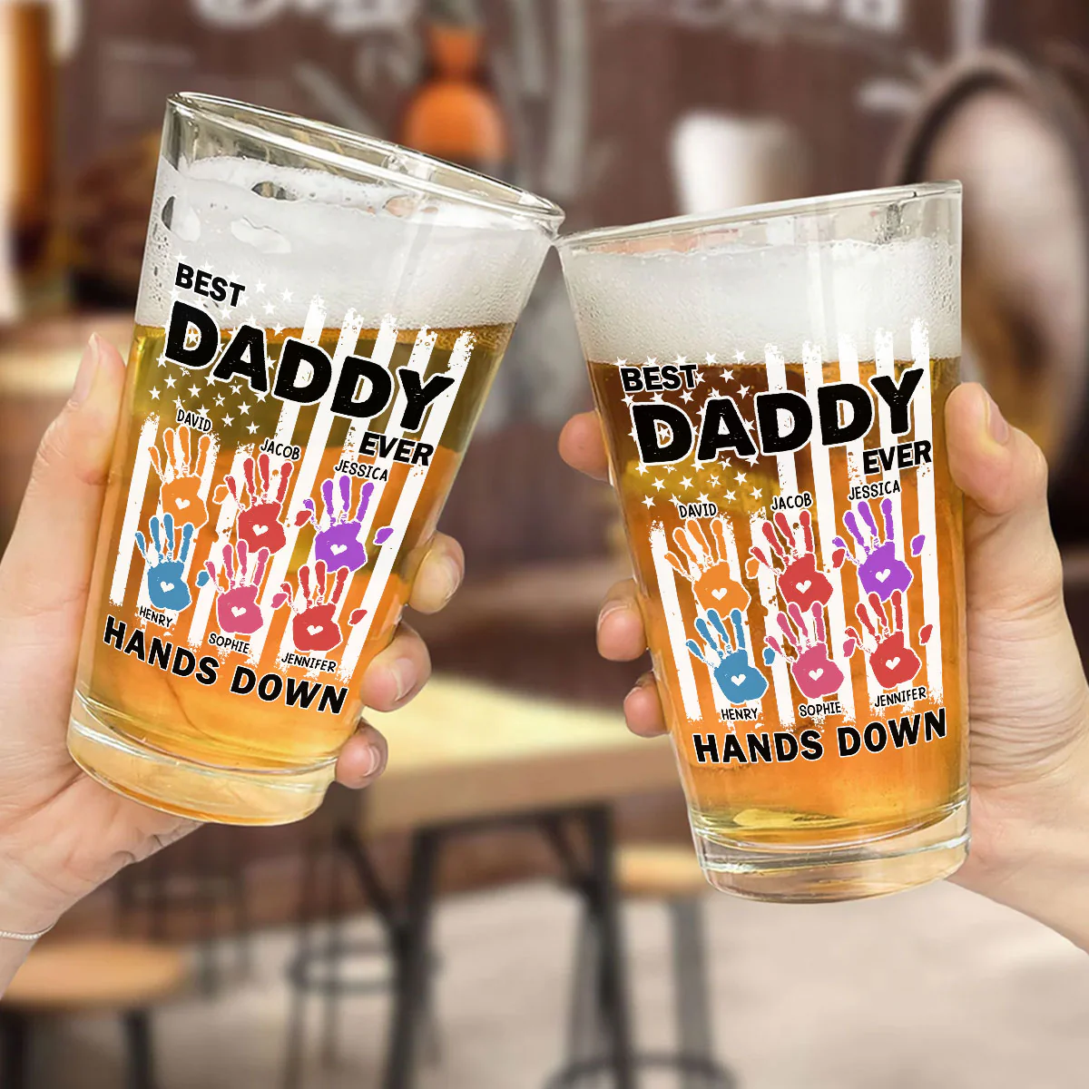 Best Dad Ever - Personalized Custom Beer Glass - Image 5