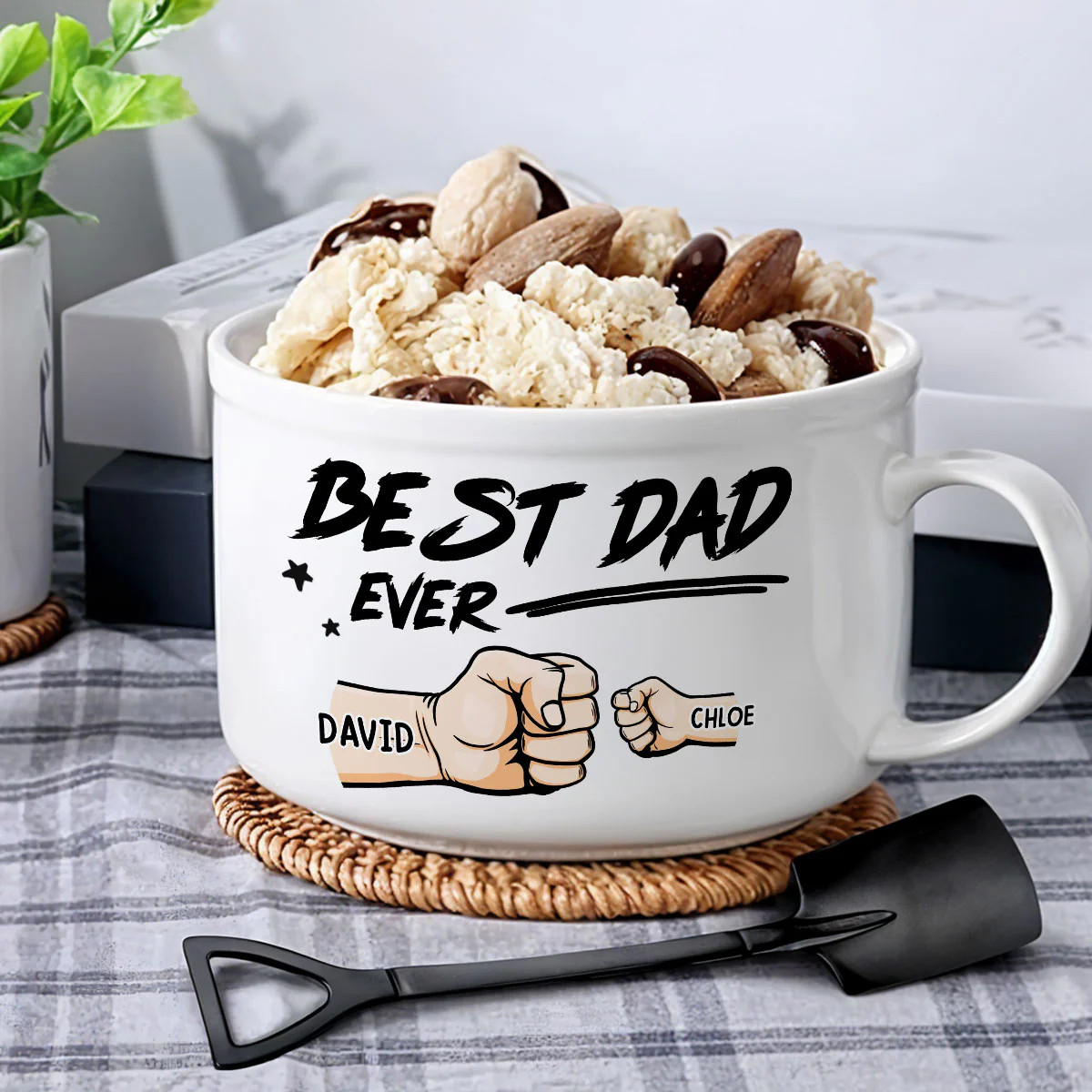 Best Dad Ever - Personalized Custom Ceramic Bowl - Image 2