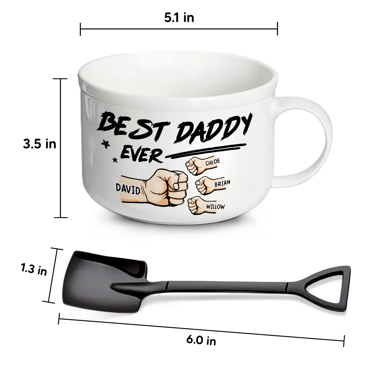 Best Dad Ever - Personalized Custom Ceramic Bowl - Image 4