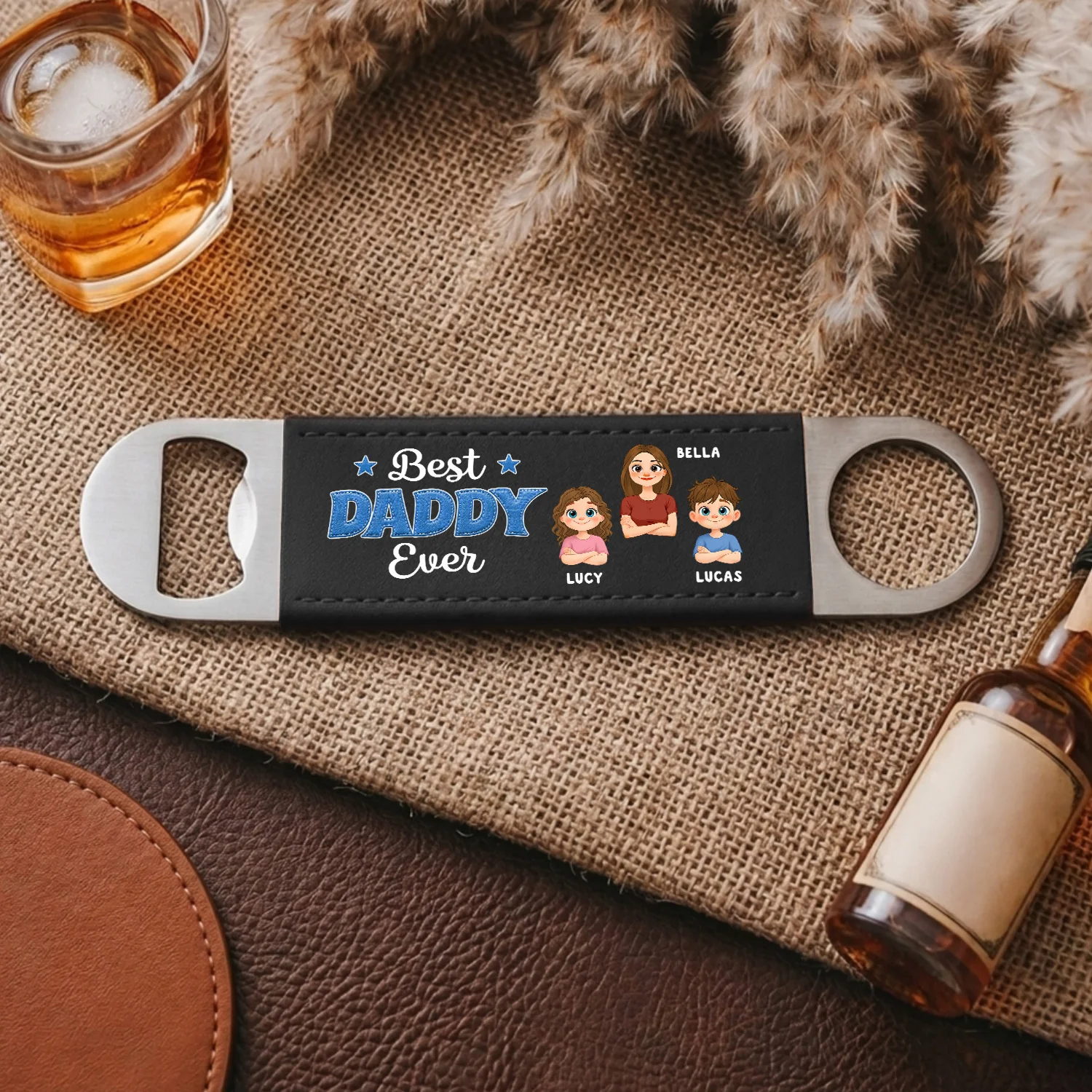 Best Dad Ever - Personalized Custom Leather Bottle Opener