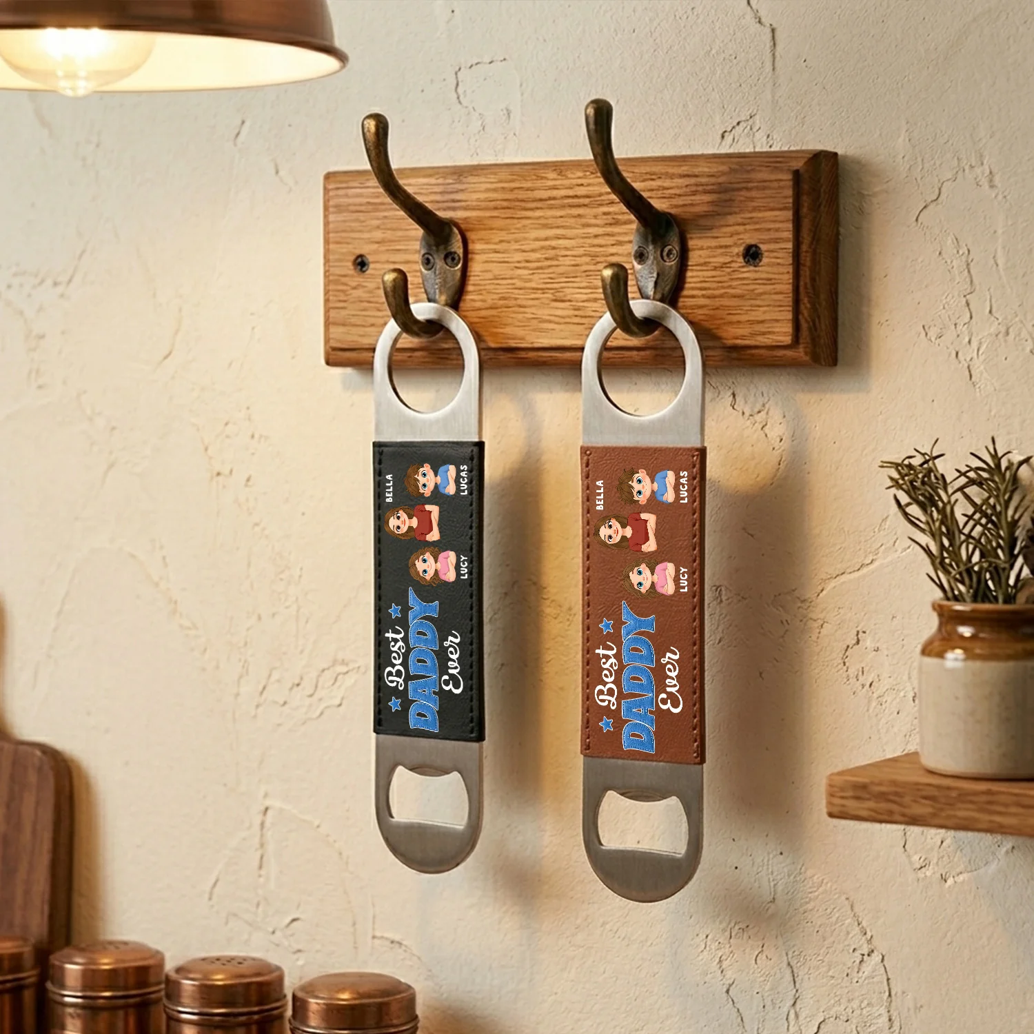 Best Dad Ever - Personalized Custom Leather Bottle Opener - Image 4