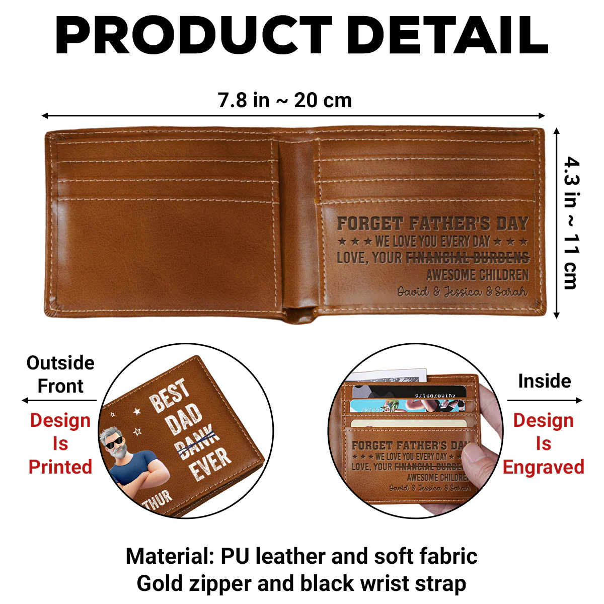 Best Dad Ever - Personalized Custom Printed Men Leather Wallet - Image 6