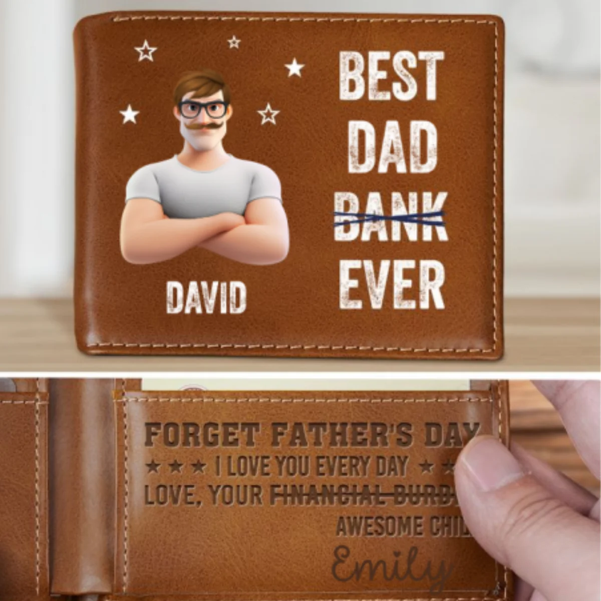 Best Dad Ever - Personalized Custom Printed Men Leather Wallet - Image 7