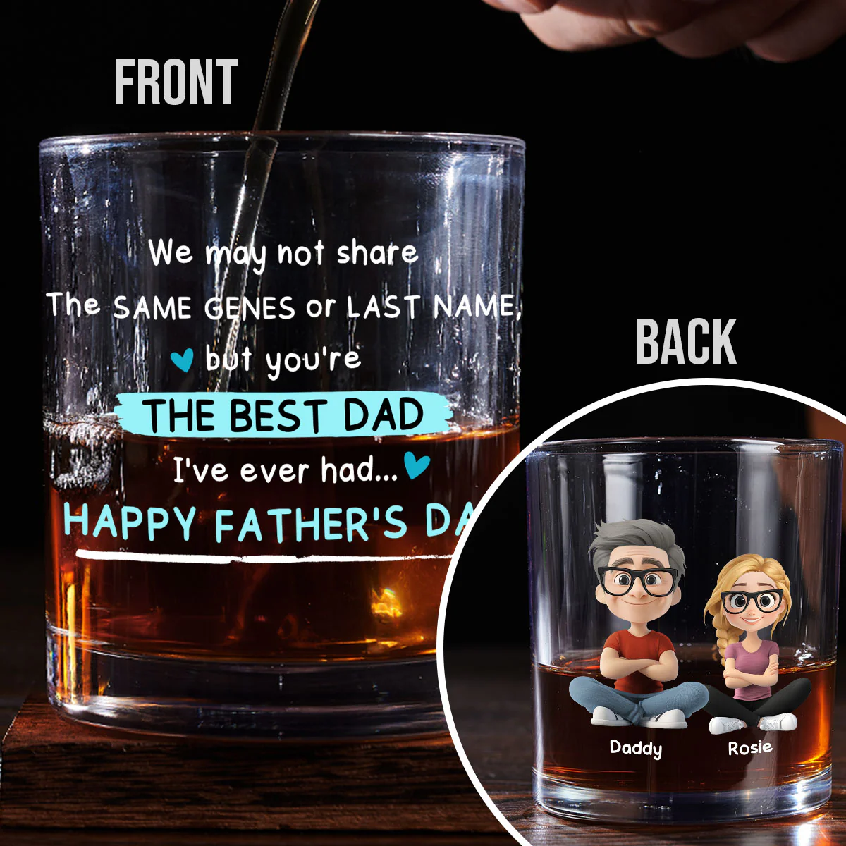 Best Dad Ever - Personalized Custom Whiskey Glass - Image 5