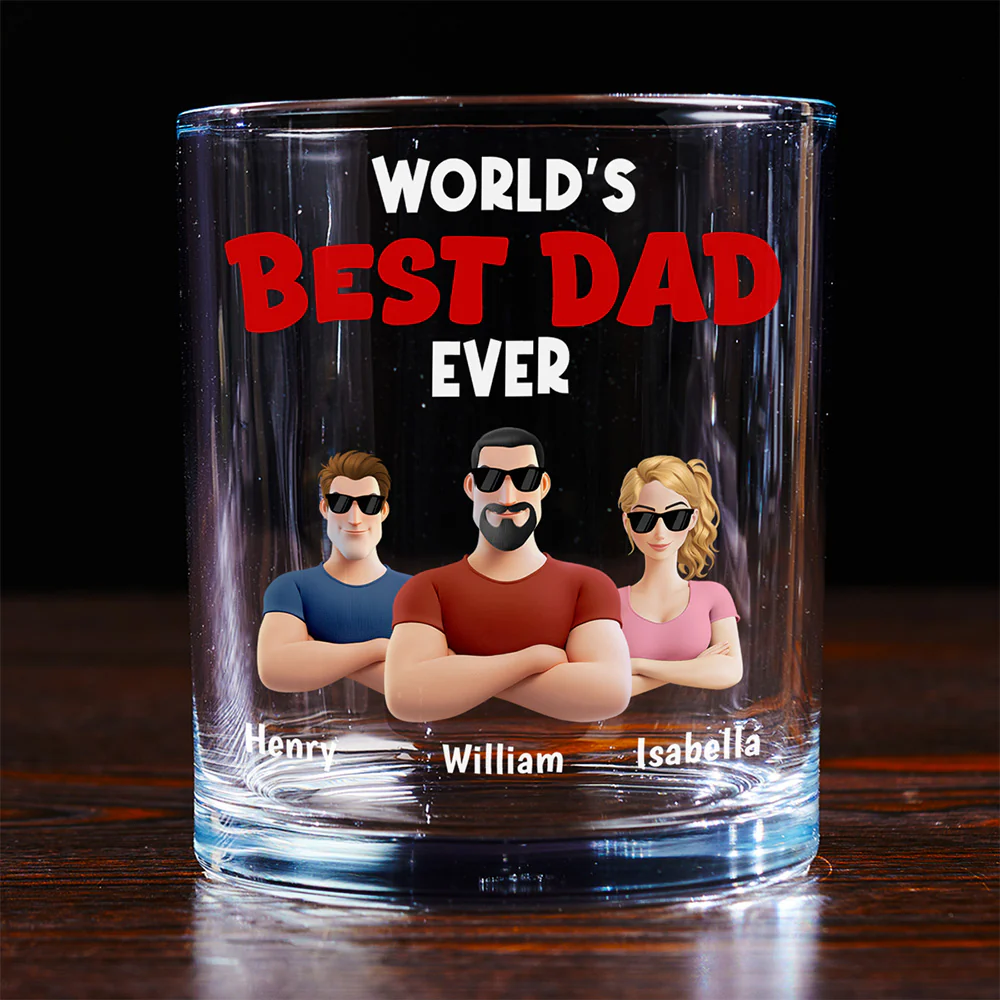 Best Dad Ever - Personalized Custom Whiskey Glass - Image 2
