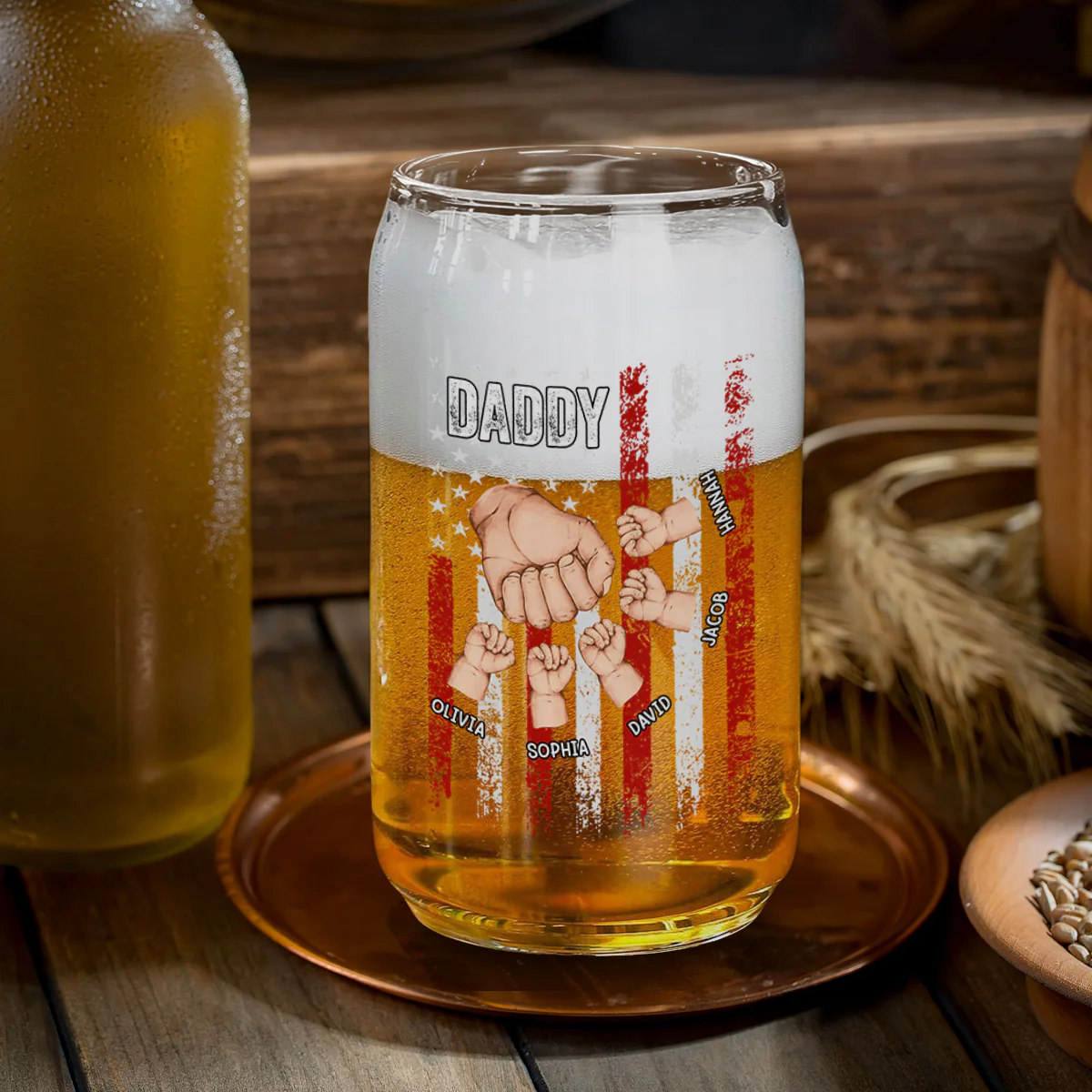 Best Dad Ever Version 2 - Personalized Custom Beer Can Glass - Image 2