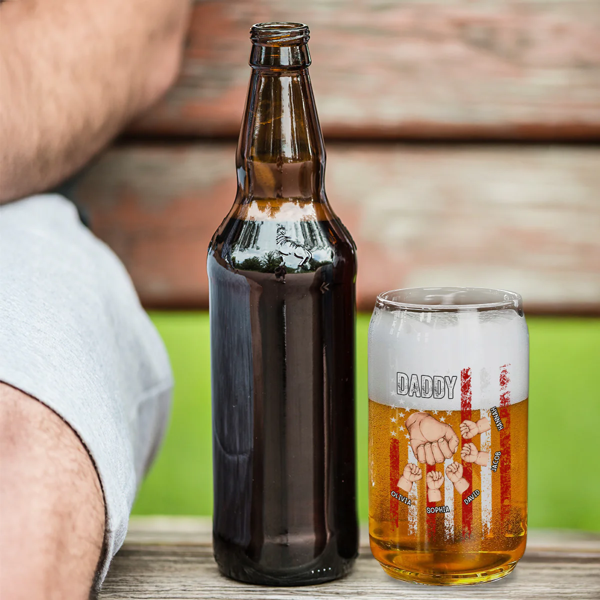 Best Dad Ever Version 2 - Personalized Custom Beer Can Glass - Image 3