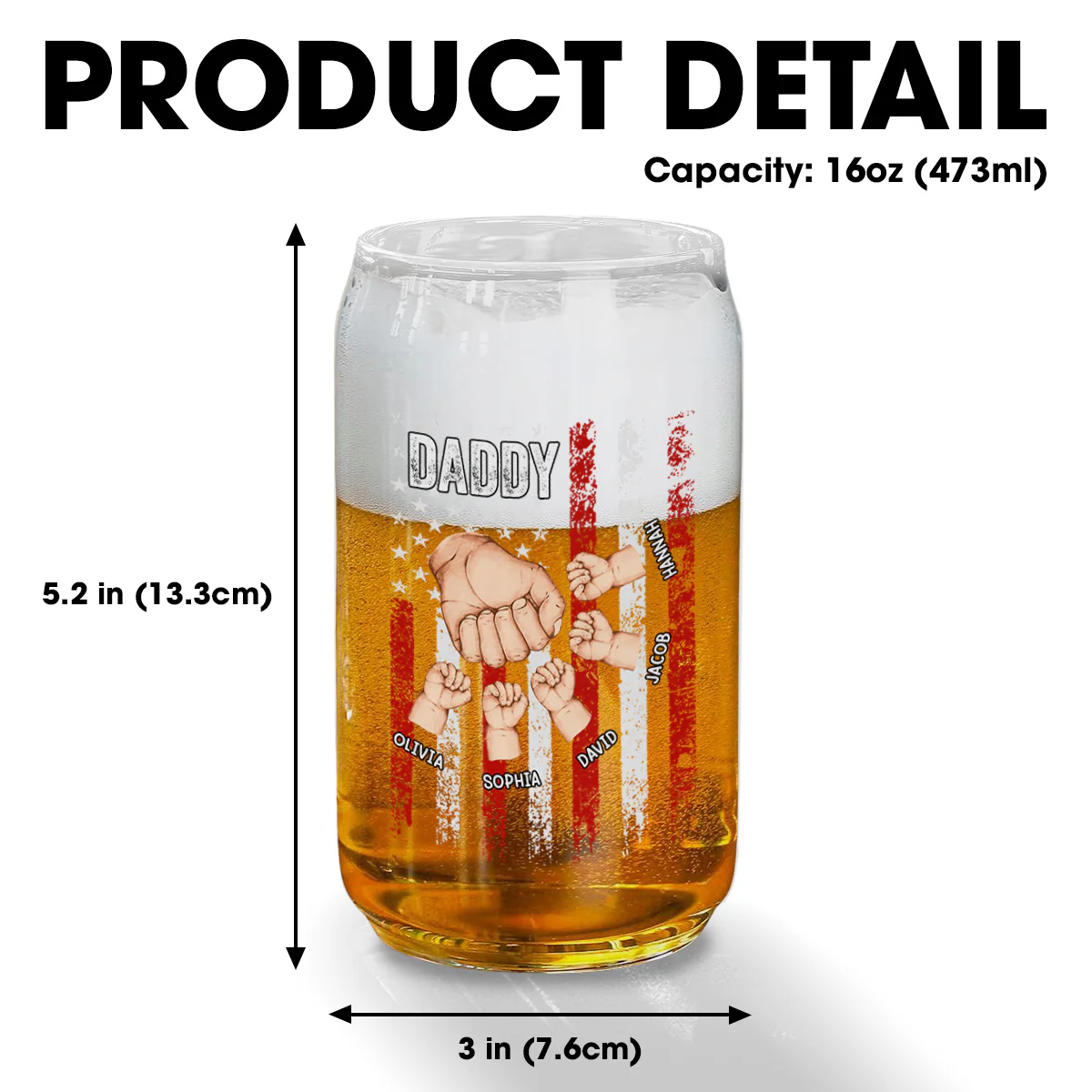 Best Dad Ever Version 2 - Personalized Custom Beer Can Glass - Image 4