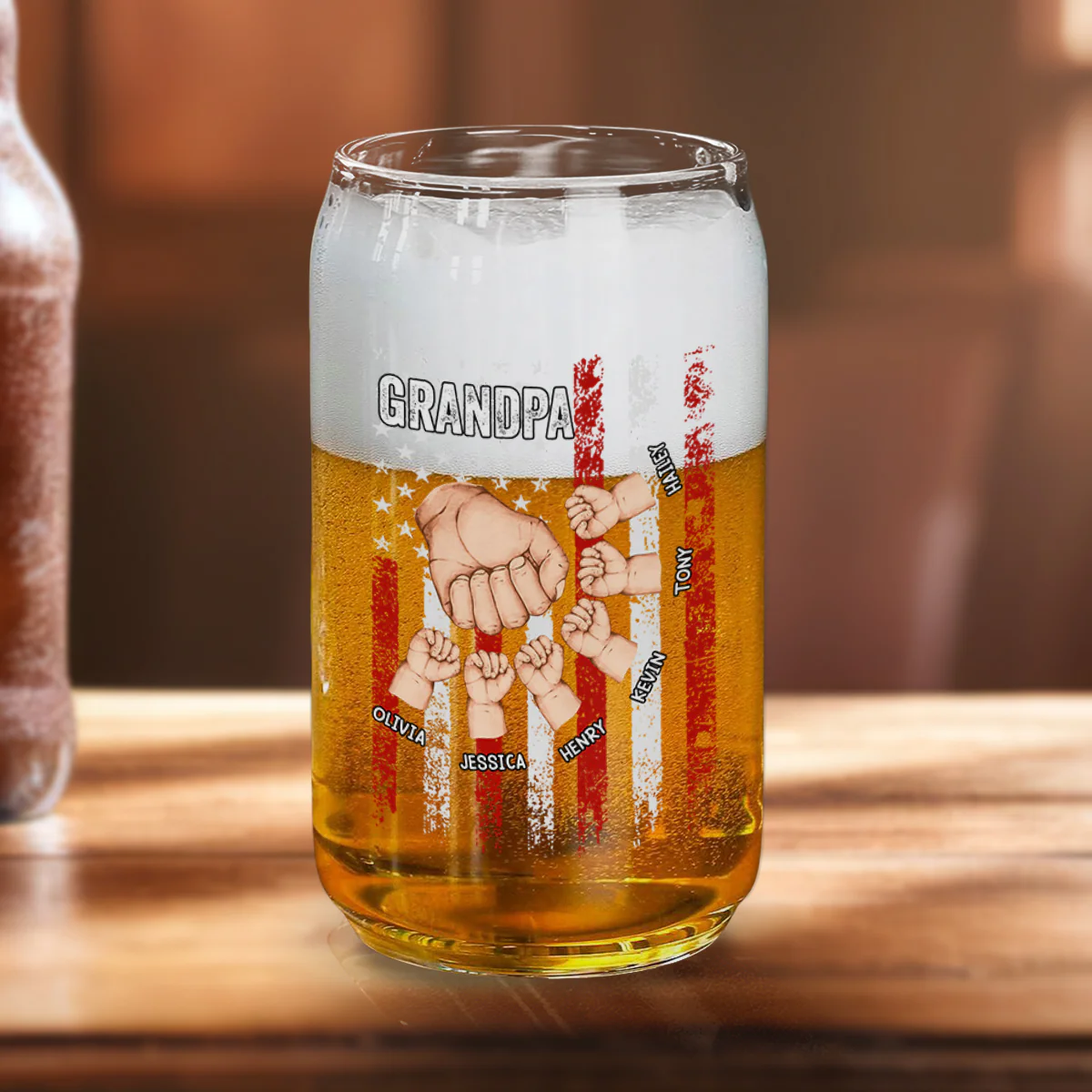 Best Dad Ever Version 2 - Personalized Custom Beer Can Glass - Image 5