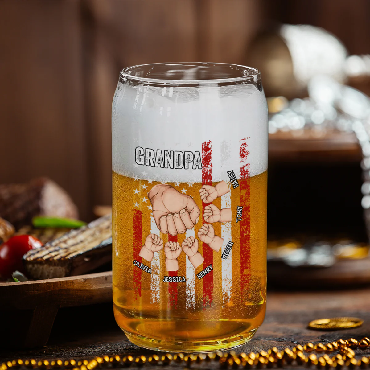 Best Dad Ever Version 2 - Personalized Custom Beer Can Glass - Image 6