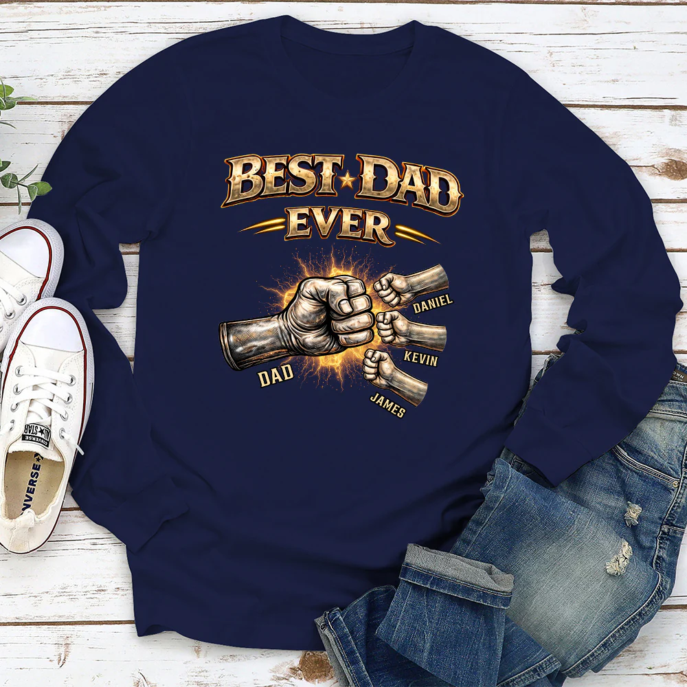 Best Dad Hand Bump - Personalized Custom Shirt - Image 5