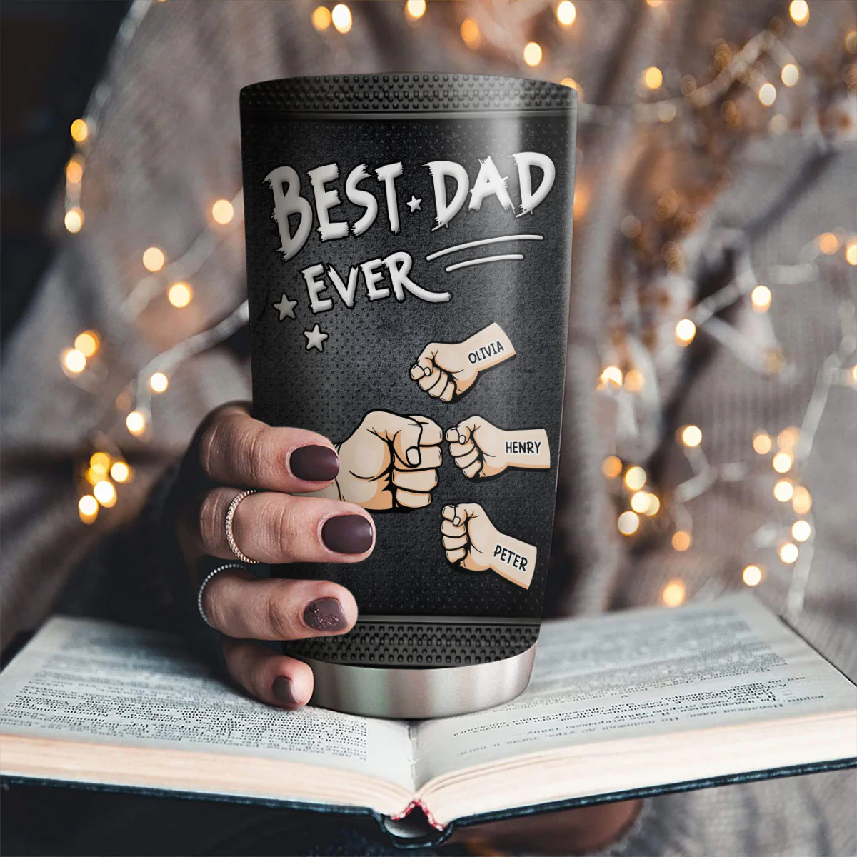 Best Dad - Personalized Custom 3D Inflated Effect Tumbler - Image 2