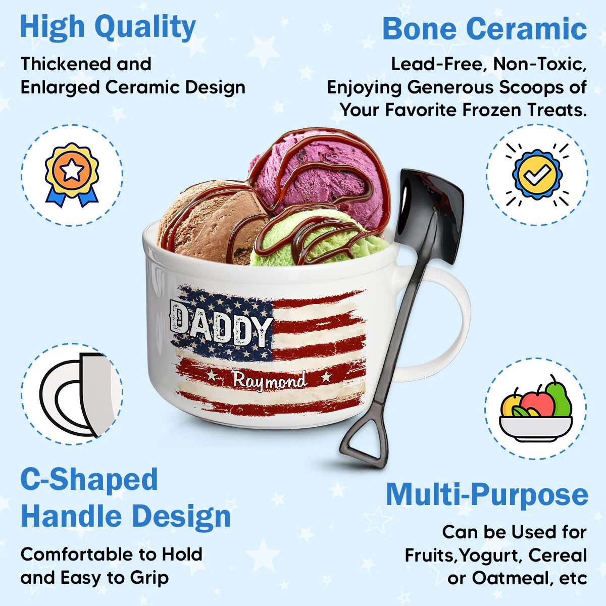 Best Dad - Personalized Custom Ceramic Bowl - Image 5