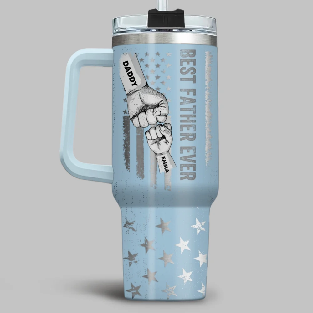 Best Dad - Personalized Custom Engraved 40oz Tumbler With Handle - Image 6