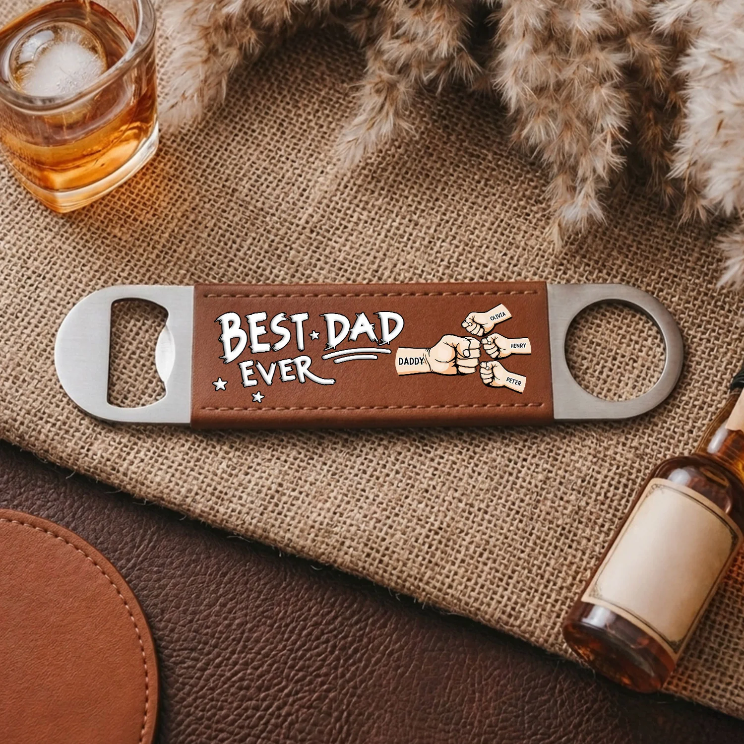 Best Dad - Personalized Custom Leather Bottle Opener