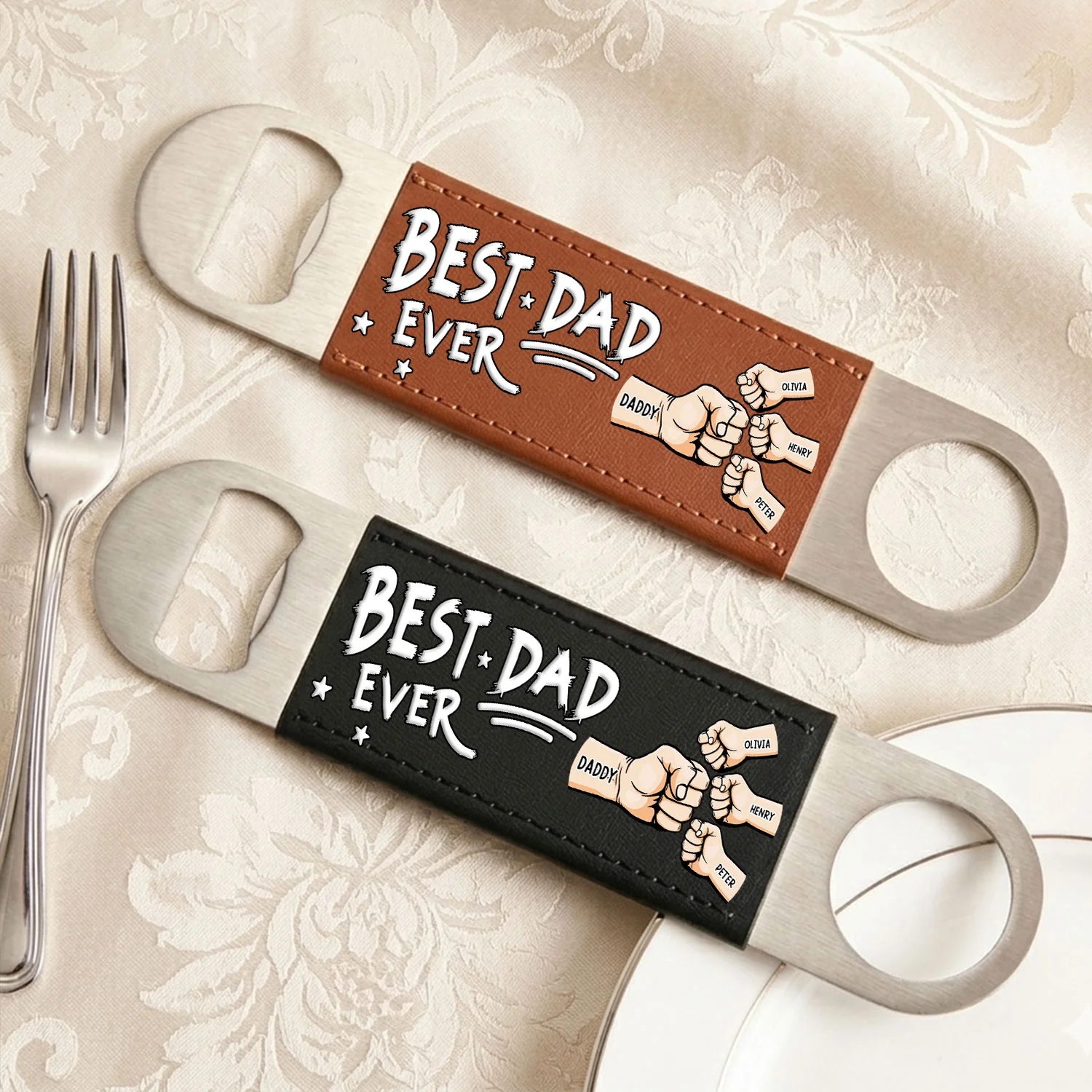 Best Dad - Personalized Custom Leather Bottle Opener - Image 4