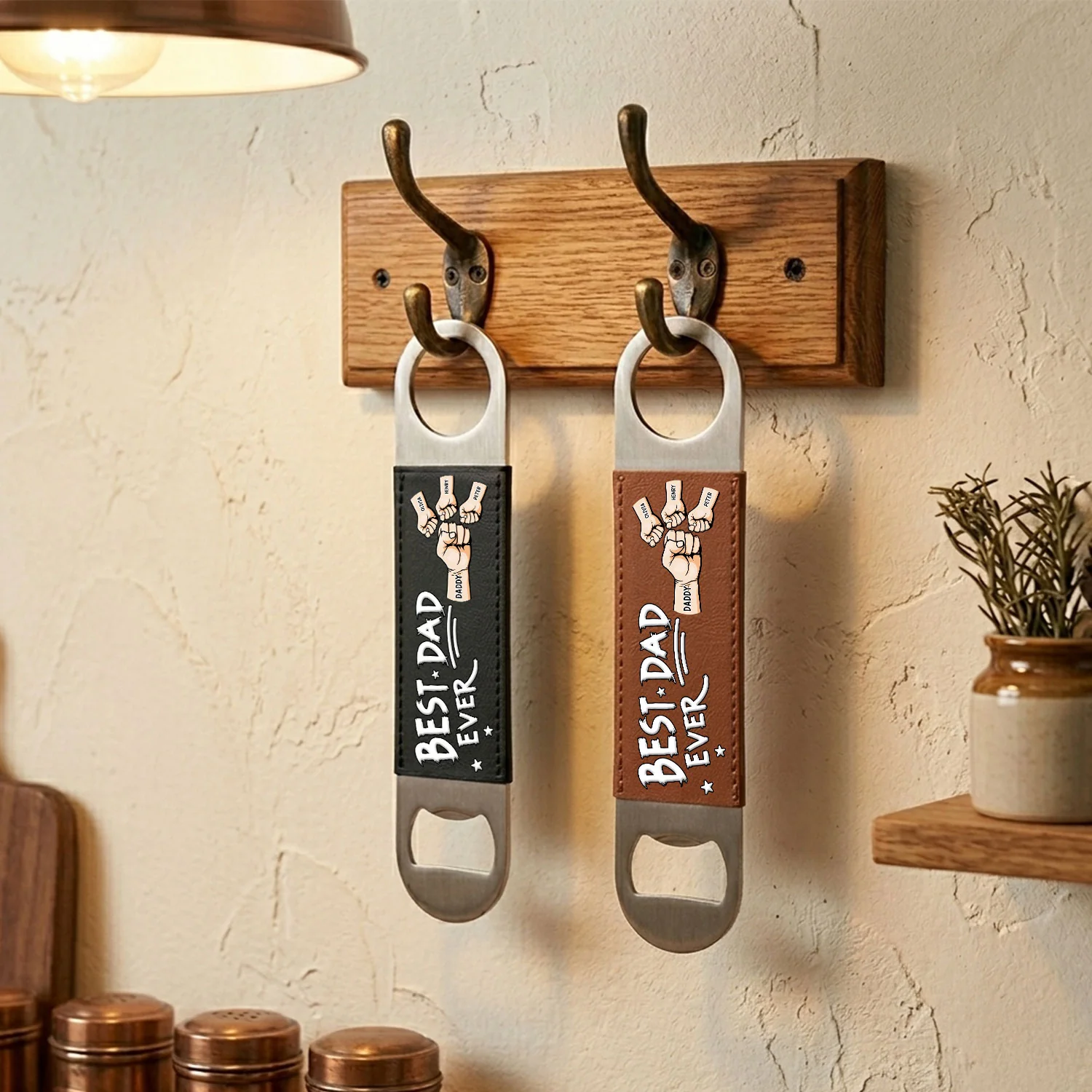 Best Dad - Personalized Custom Leather Bottle Opener - Image 5