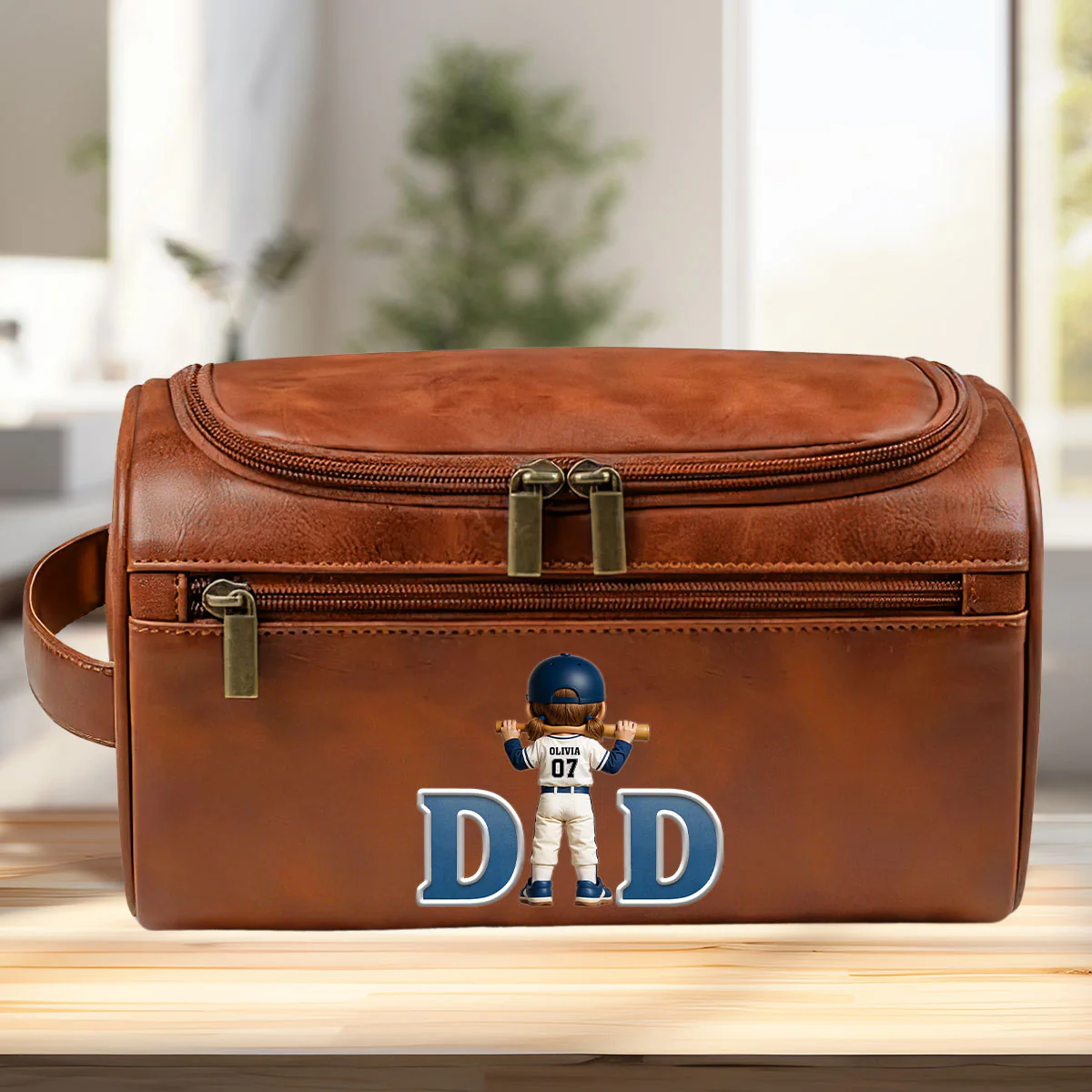 Best Dad - Personalized Custom Leather Toiletry Bag - Image 2