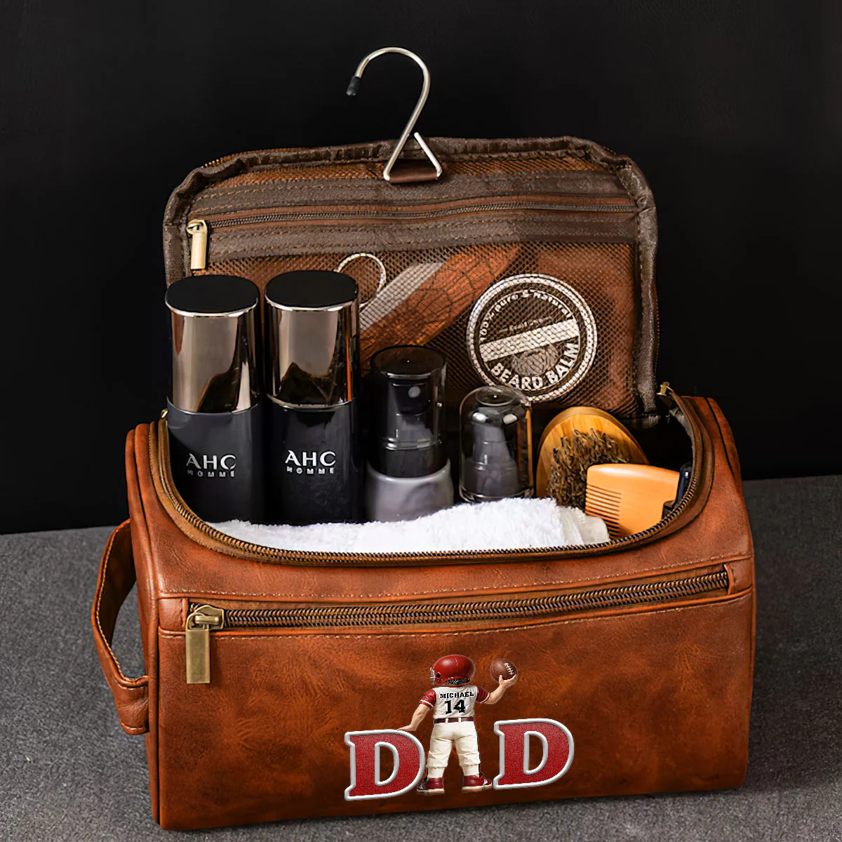 Best Dad - Personalized Custom Leather Toiletry Bag - Image 4