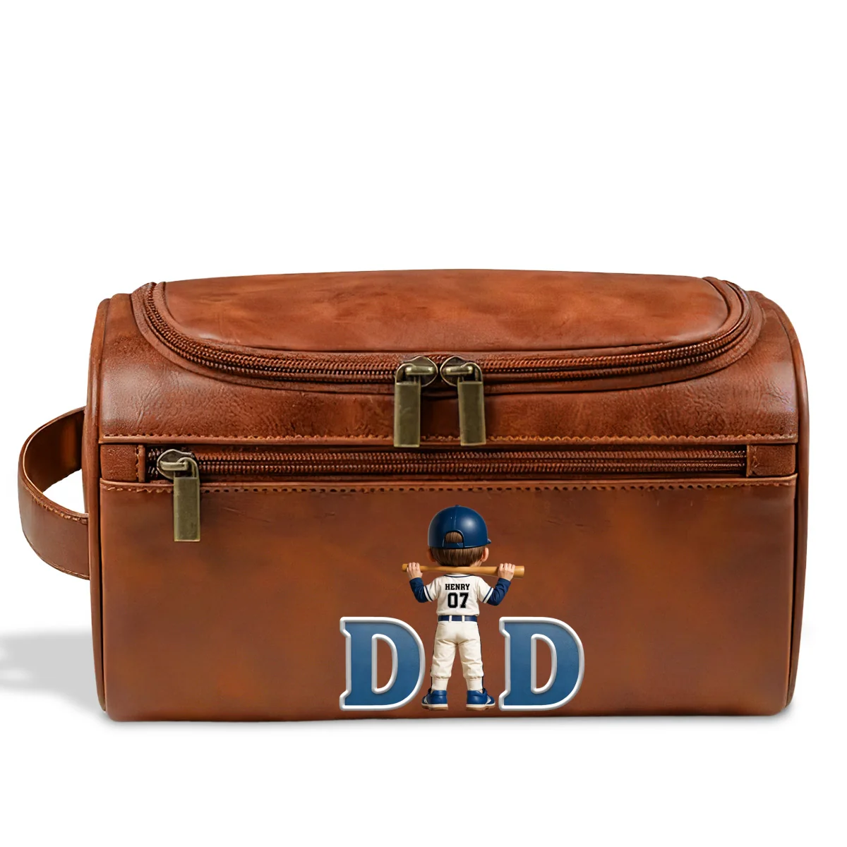 Best Dad - Personalized Custom Leather Toiletry Bag - Image 6