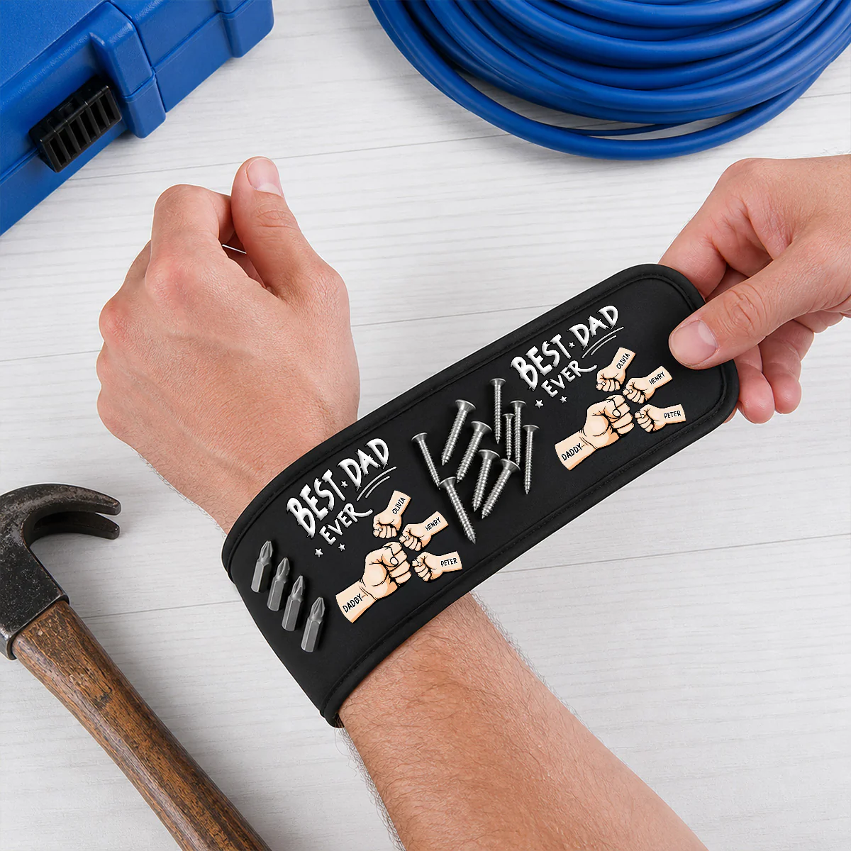 Best Dad - Personalized Custom Magnetic Tool Wristband - Image 5