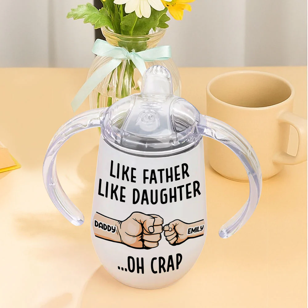 Best Dad - Personalized Custom Sippy Cup With Handles - Image 3