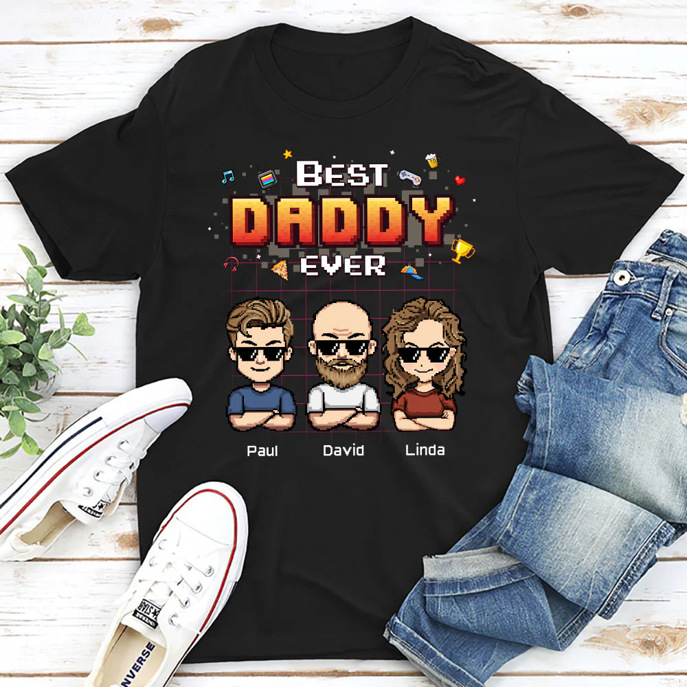 Best Dad Pixel - Personalized Custom Shirt - Image 2