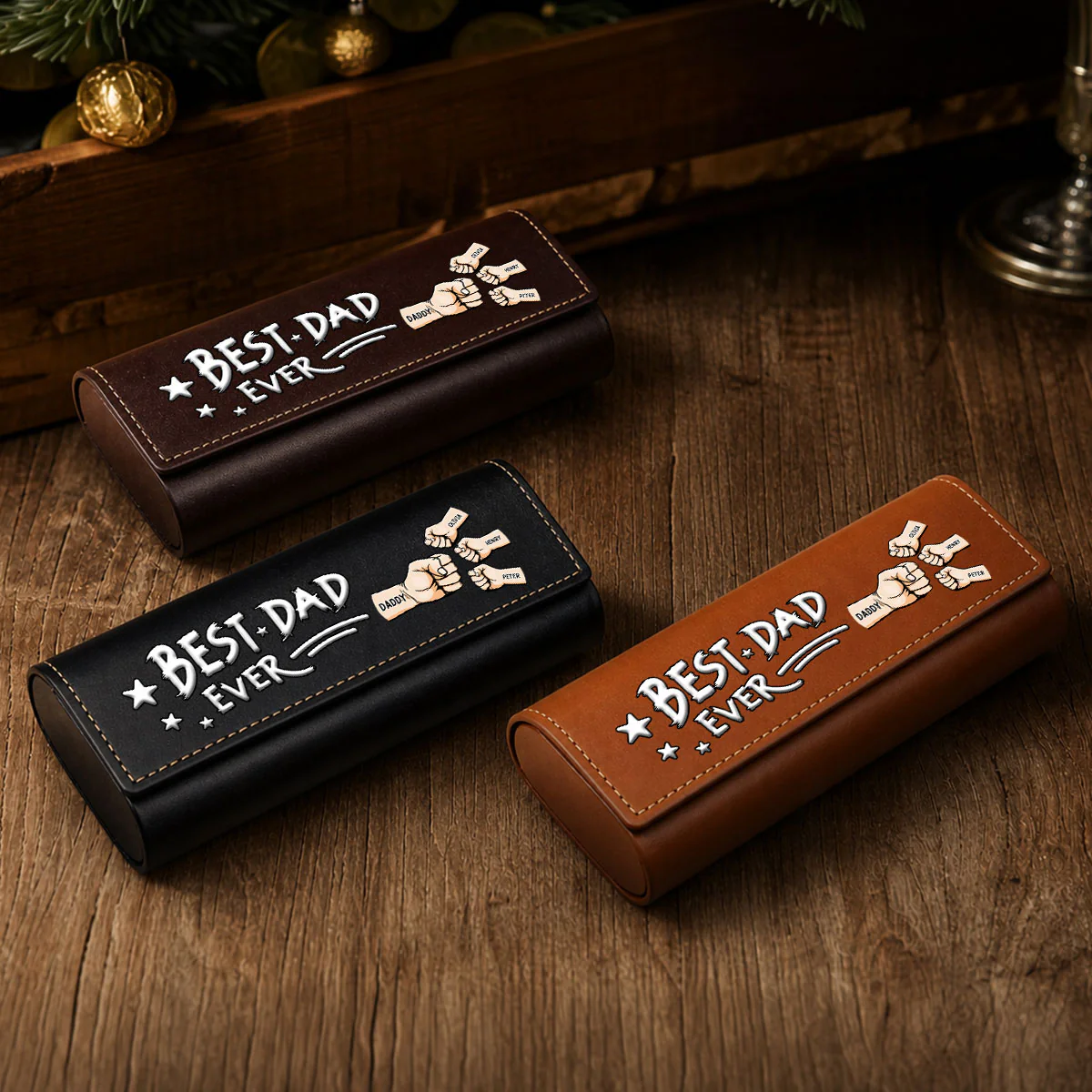 Best Daddy Ever - Personalized Custom Leather Eyeglass Case - Image 4