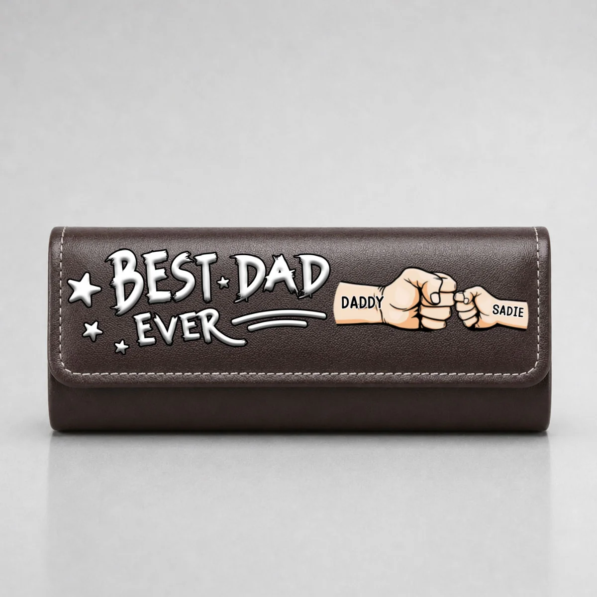 Best Daddy Ever - Personalized Custom Leather Eyeglass Case - Image 8