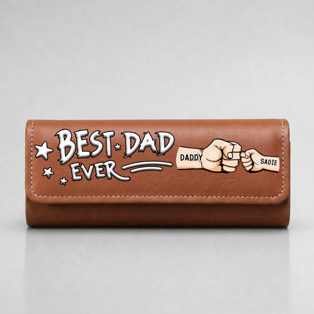 Best Daddy Ever - Personalized Custom Leather Eyeglass Case - Image 9