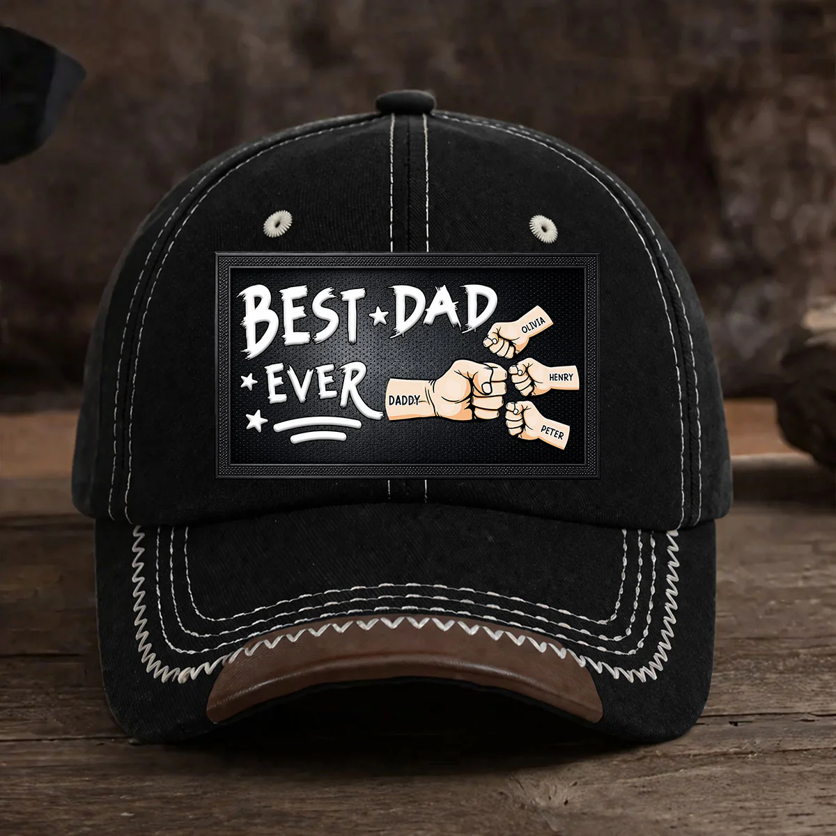 Best Daddy Ever - Personalized Custom Vintage Soft Baseball Cap - Image 2