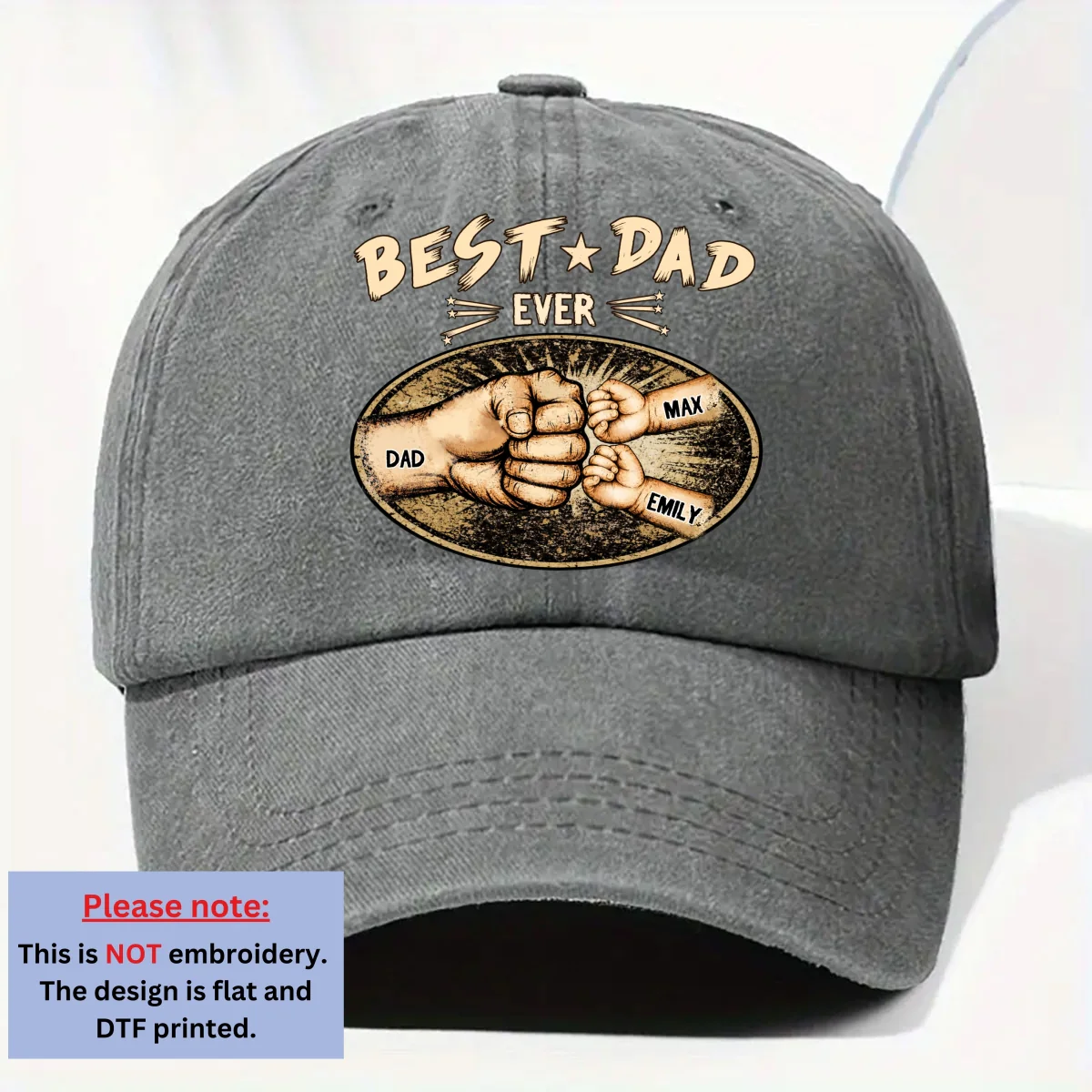 Best Daddy Ever - Personalized Custom Vintage Washed Denim Cap - Image 8