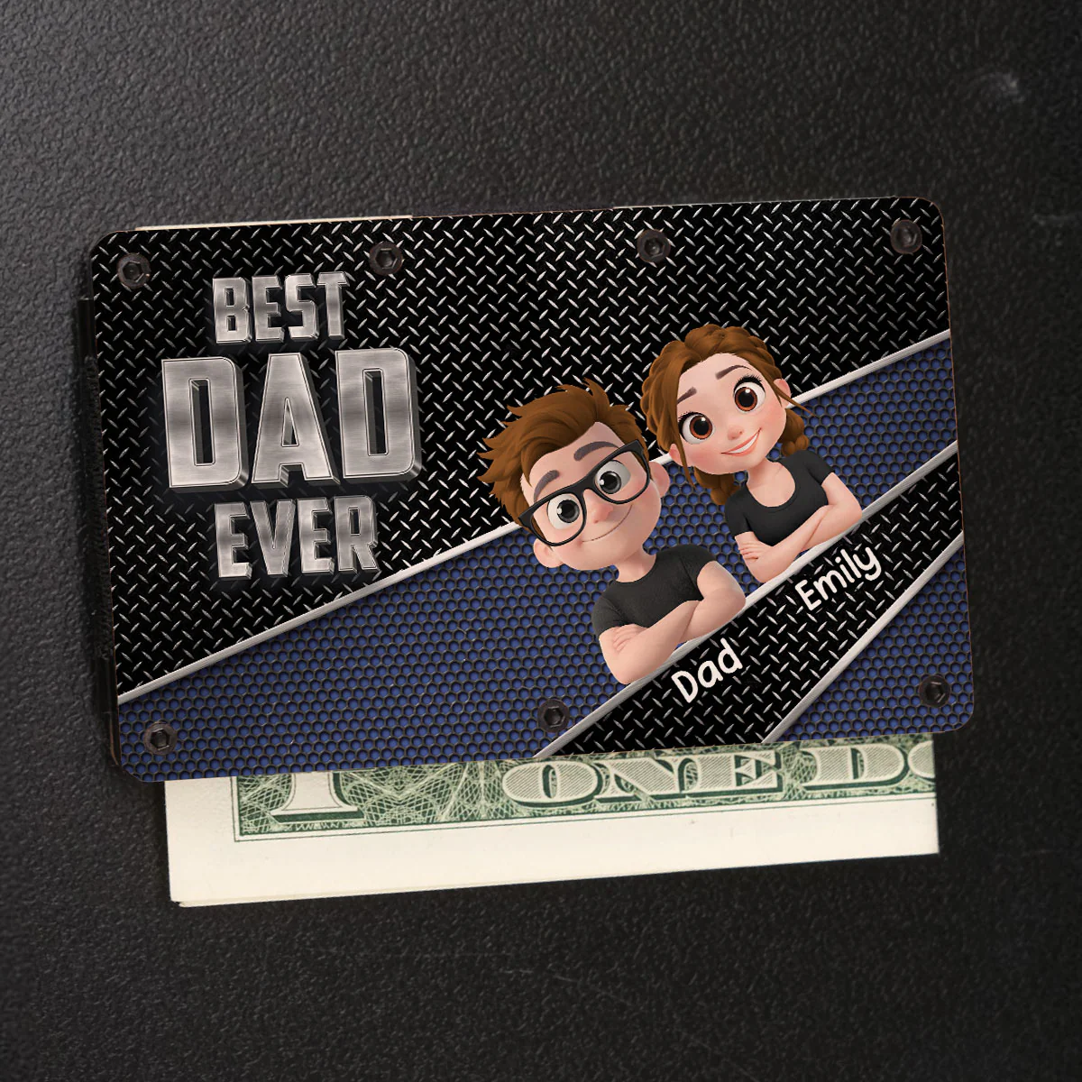 Best Daddy Ever - Personalized Custom Wooden Card Holder - Image 3