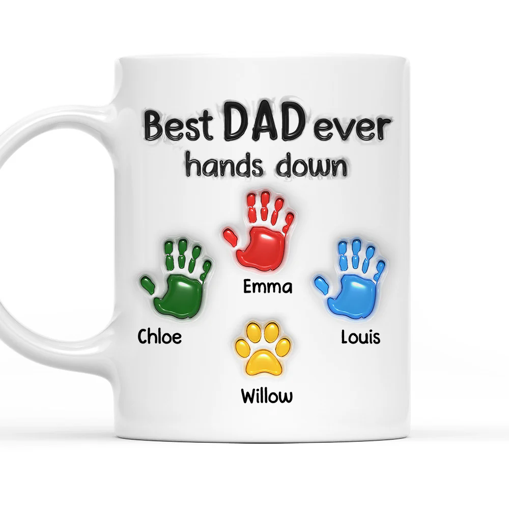 Best Daddy Hand Down - Personalized Custom 3D Inflated Effect Mug