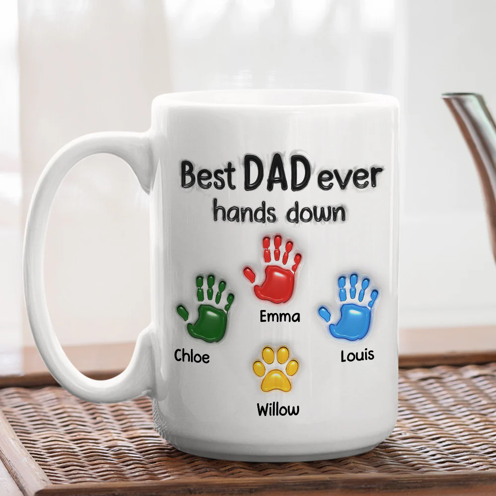 Best Daddy Hand Down - Personalized Custom 3D Inflated Effect Mug - Image 4