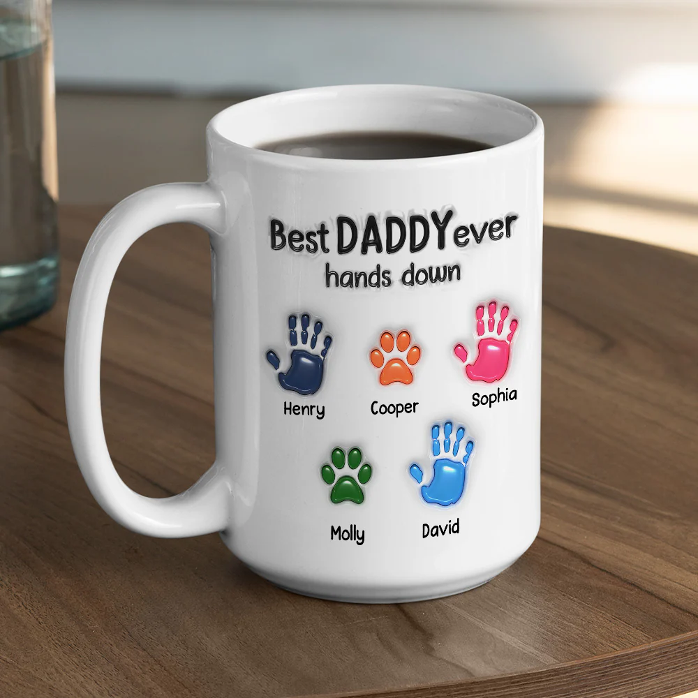 Best Daddy Hand Down - Personalized Custom 3D Inflated Effect Mug - Image 5