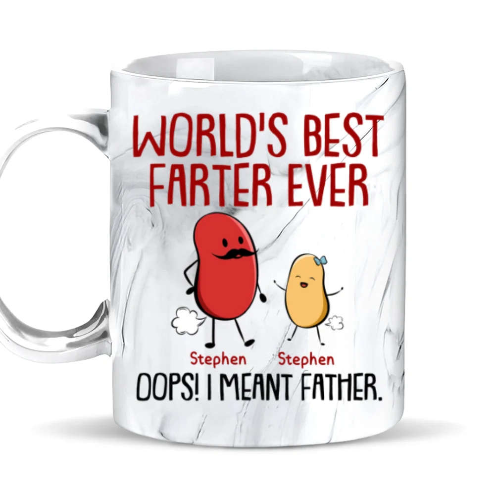 Best Farter Ever I Mean Father - Personalized Custom Grey Marble Mug - Image 6