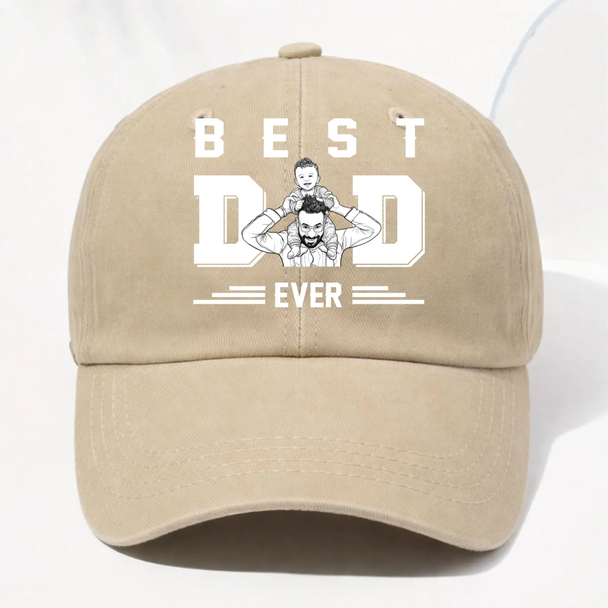 Best Father Ever - Personalized Custom Vintage Washed Denim Cap - Image 10