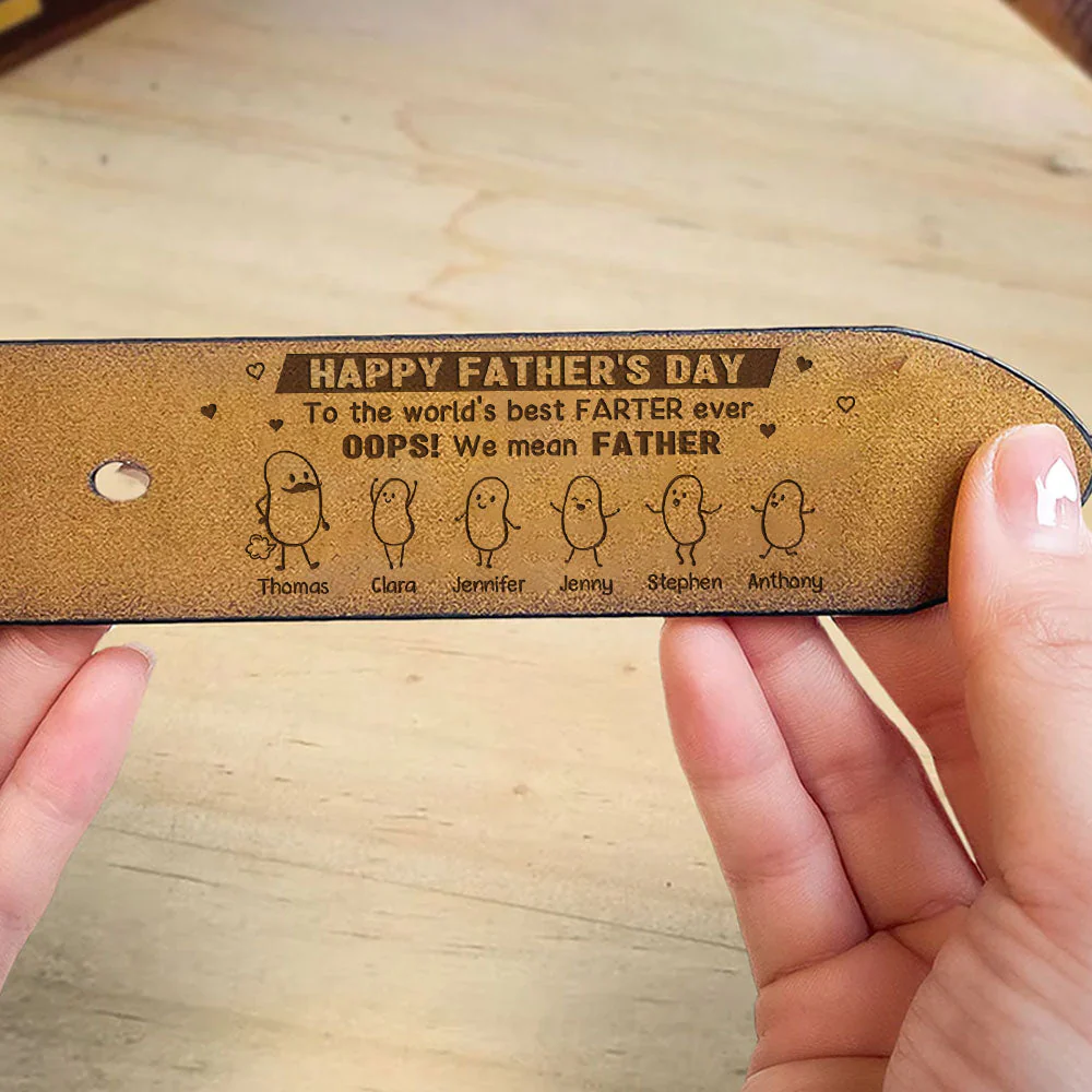 Best Father - Personalized Engraved Leather Belt - Image 3