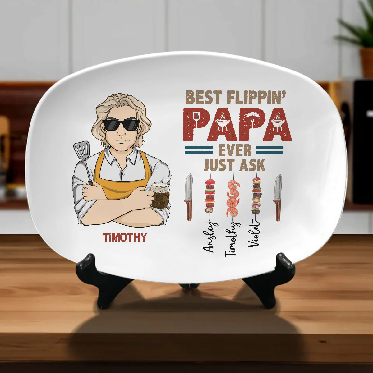 Best Flipping Dad Ever Just Ask - Personalized Custom Platter - Image 2