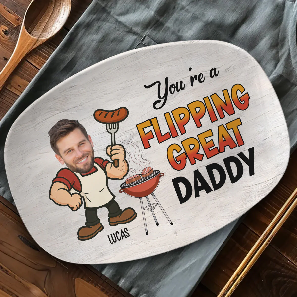 Best Flipping Dad - Personalized Custom Platter - Image 2