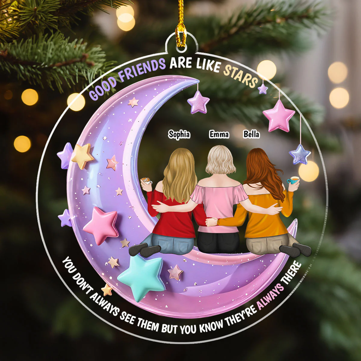 Best Friend Always There - Personalized Custom Acrylic Ornament - Image 3