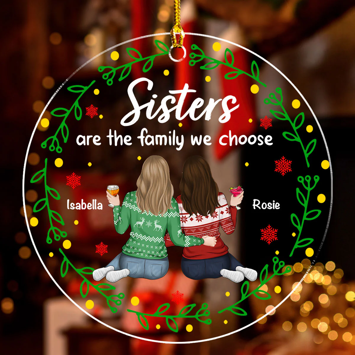 Friends Are The Family We Choose Ver 2 - Personalized Custom Acrylic Ornament - Image 3