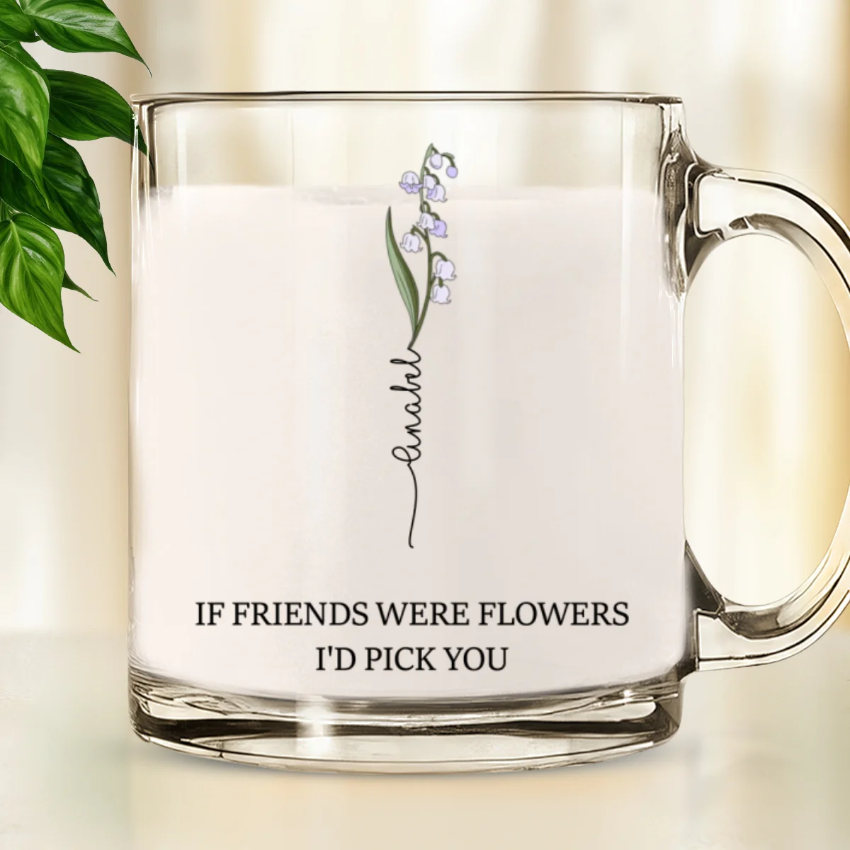 Best Friends Bloom Together - Personalized Custom Glass Mug - Image 6