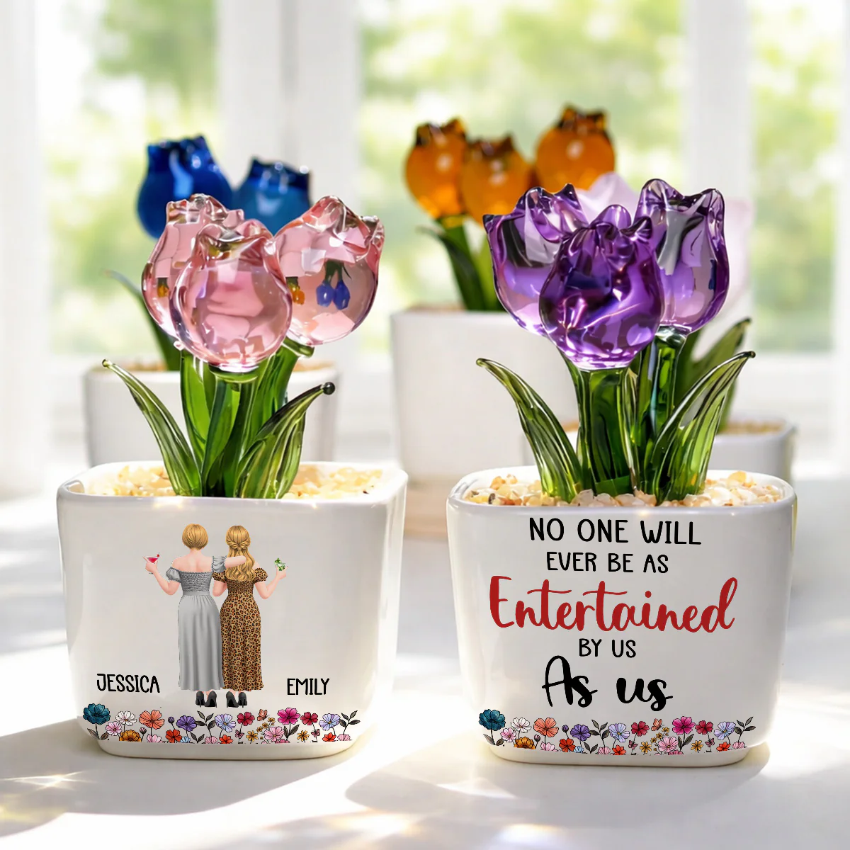 Best Friends Entertainment - Personalized Custom Glass Everlasting Tulips - Image 2